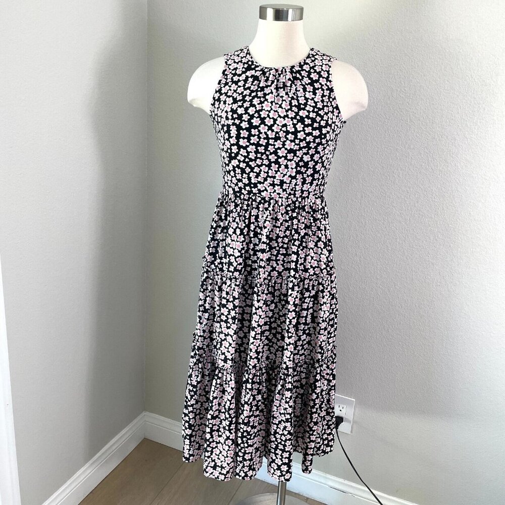 J Crew Womens XXS Tiered Poppy‎ Garden Floral Midi Dress Sleeveless